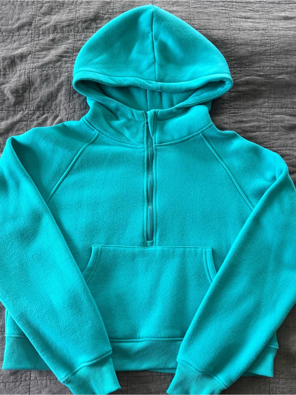 Teal Half-Zip Hooded Fleece Pullover